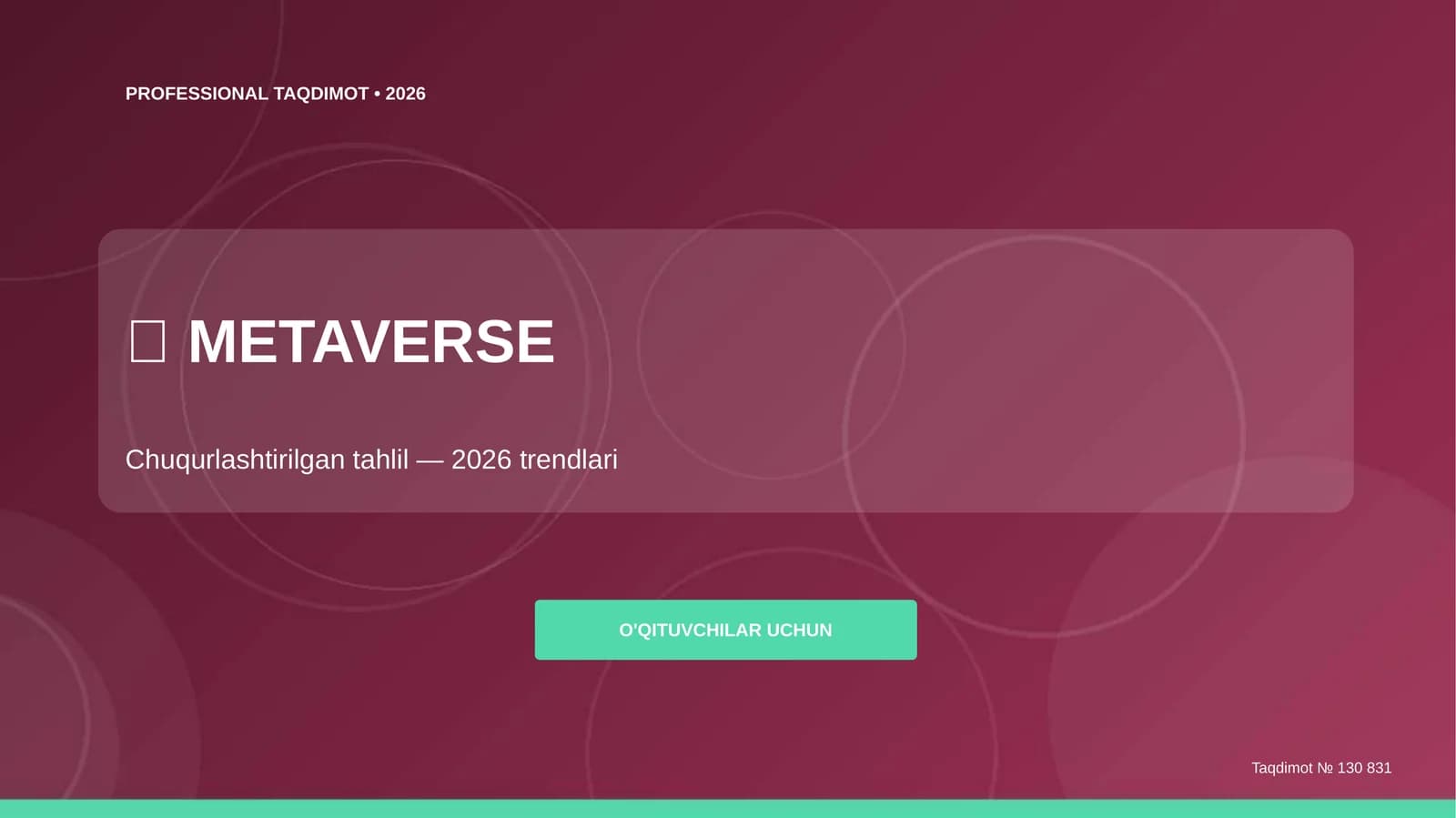 Metaverse: chuqurlashtirilgan tahlil (2026 trendlari) [o'qituvchilar uchun]