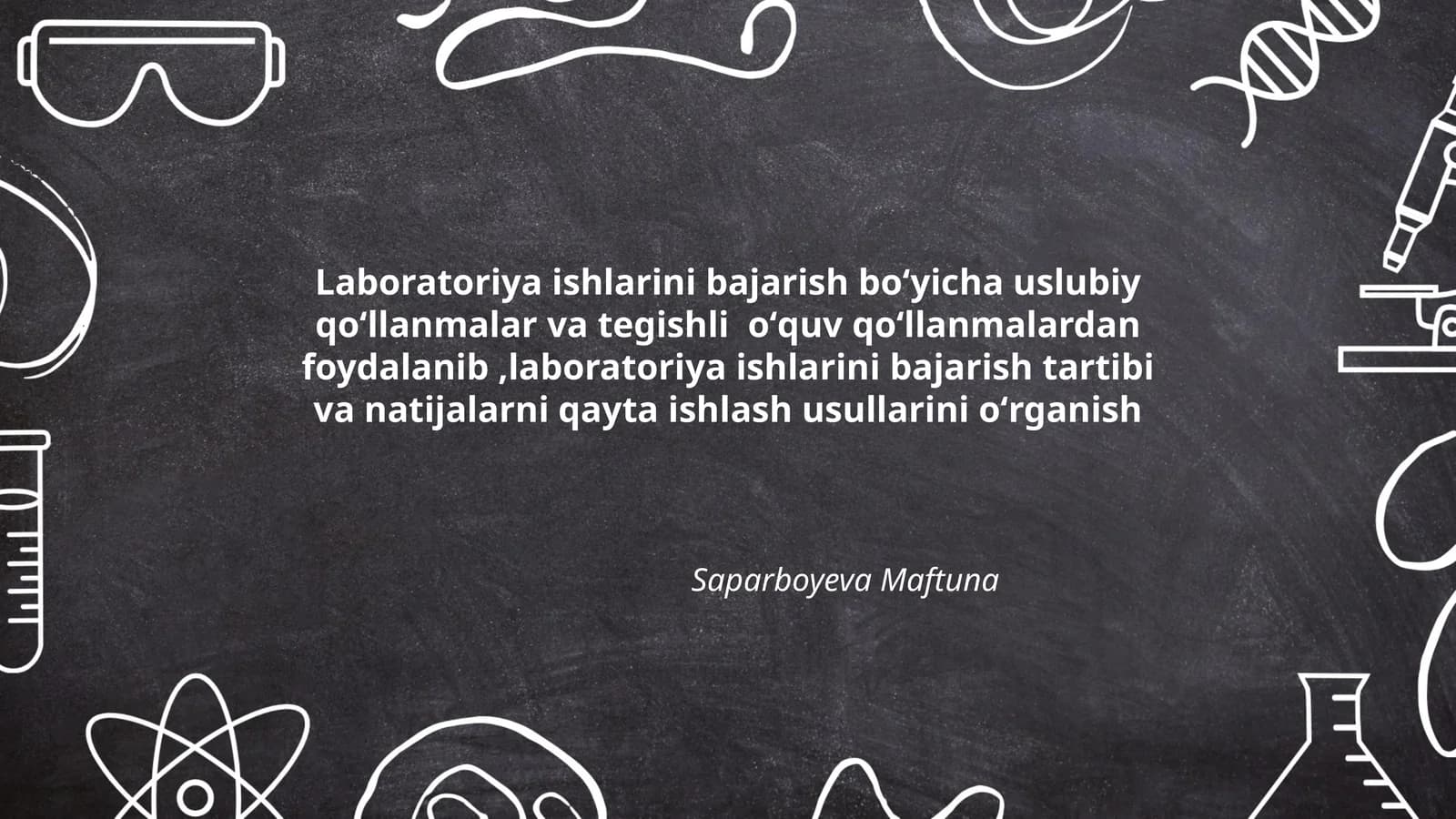 Laboratoriya ishlarini bajarish boʻyicha uslubiy qoʻllanmalar va tegishli oʻquv qoʻllanmalardan foydalanib