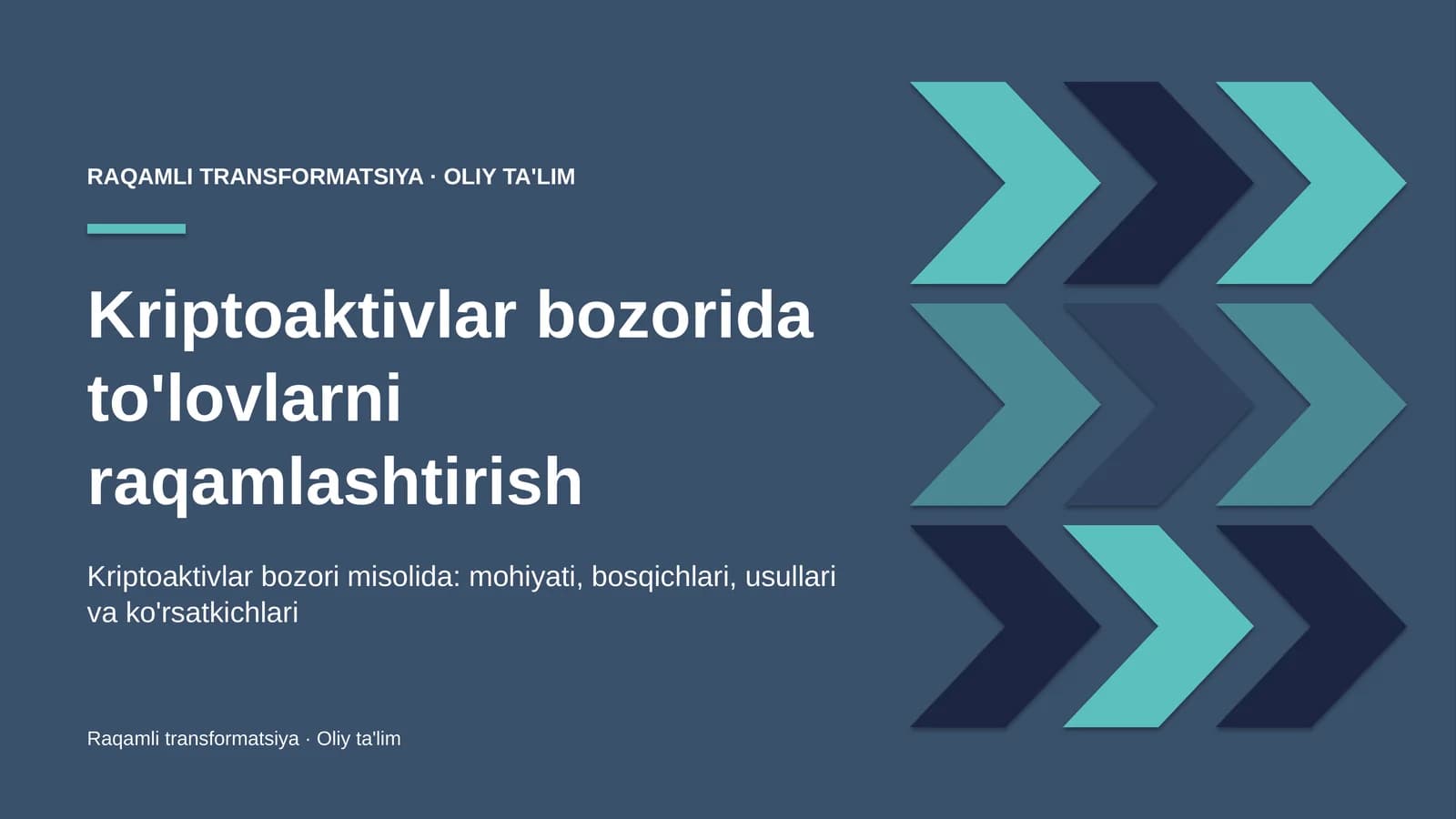 Kriptoaktivlar bozorida to'lovlarni raqamlashtirish