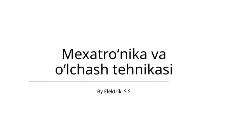 Mexatroʻnika va oʻlchash tehnikasi