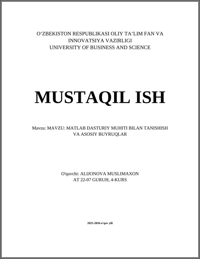 MATLAB Dasturiy muhit