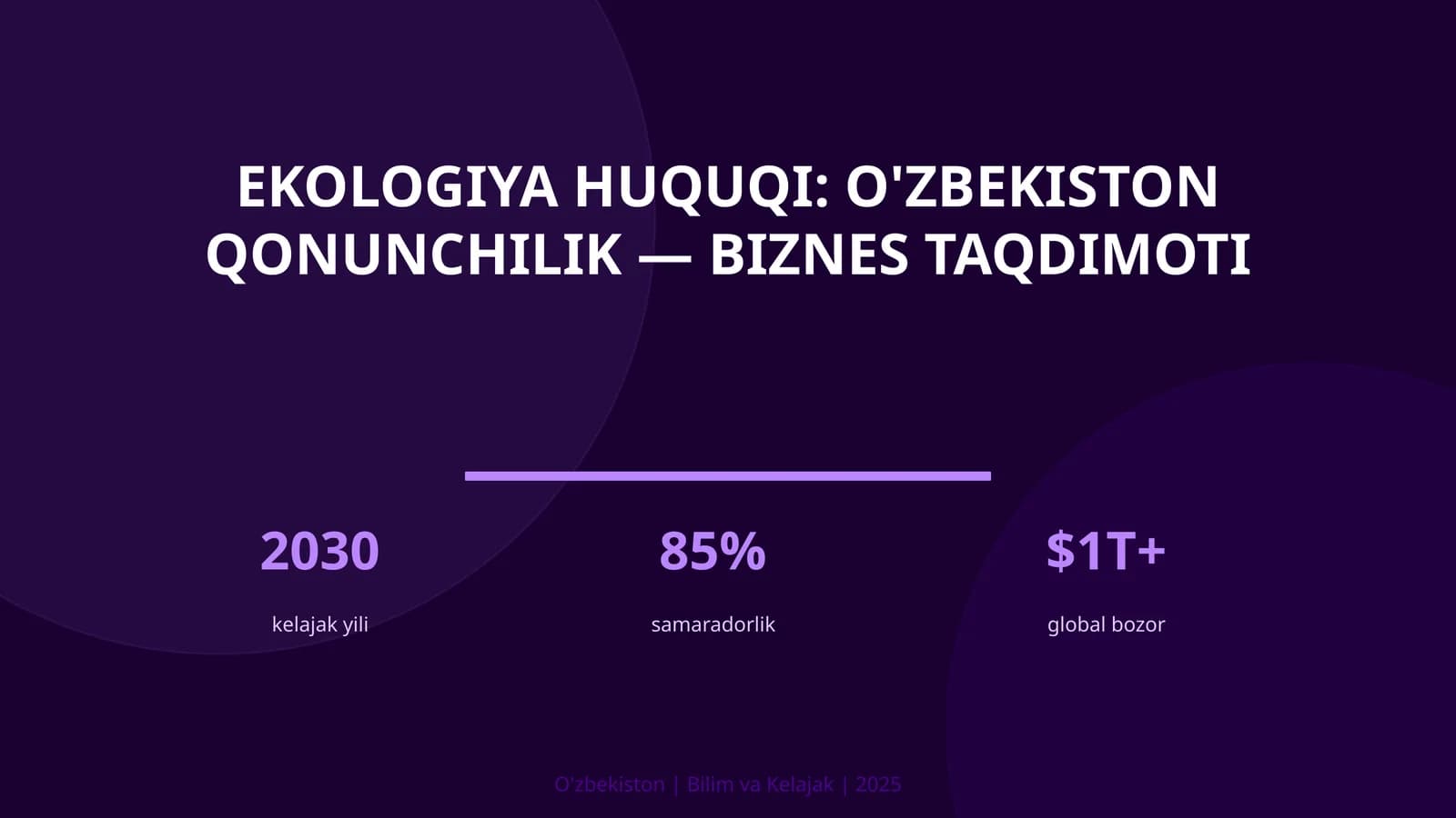 Ekologiya huquqi: O'zbekiston qonunchilik — biznes taqdimoti
