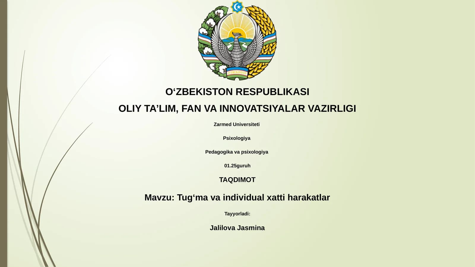 Tug‘ma va individual xatti harakatlar