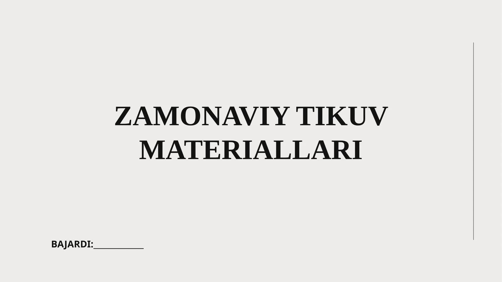 ZAMONAVIY TIKUV MATERIALLARI