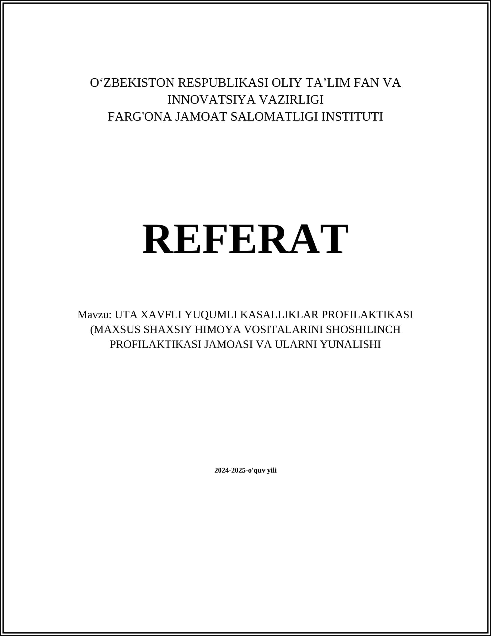 Maxsus shaxsiy himoya vositalari turlari