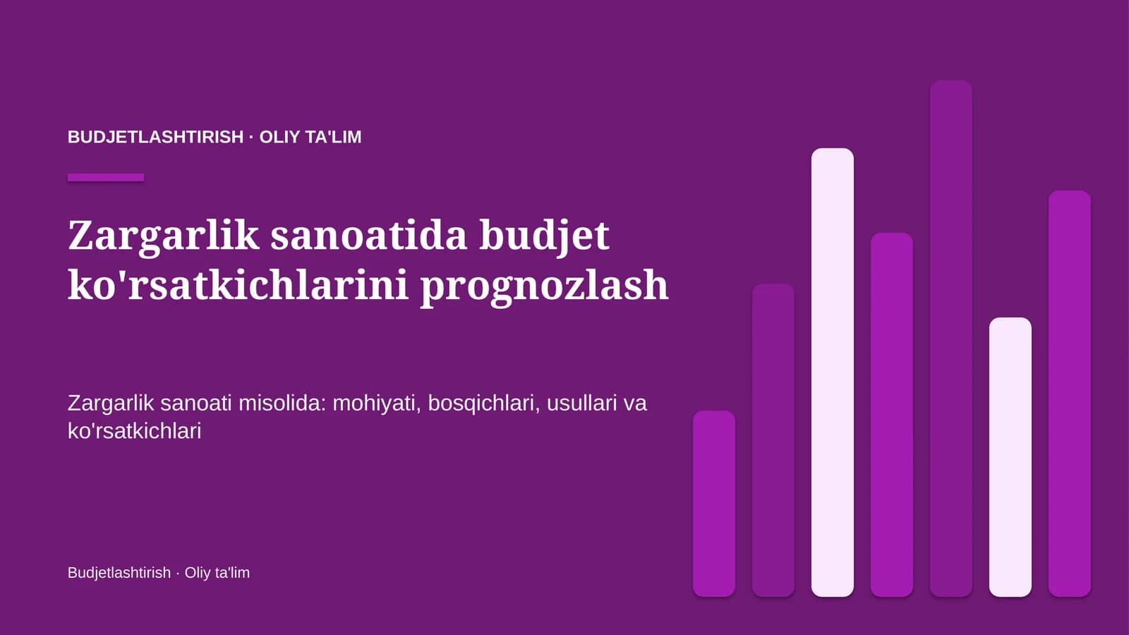 Zargarlik sanoatida budjet ko'rsatkichlarini prognozlash
