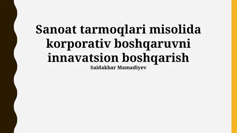 Korporativ boshqaruv: Ta'rif, ahamiyat va sanoat xususiyatlari