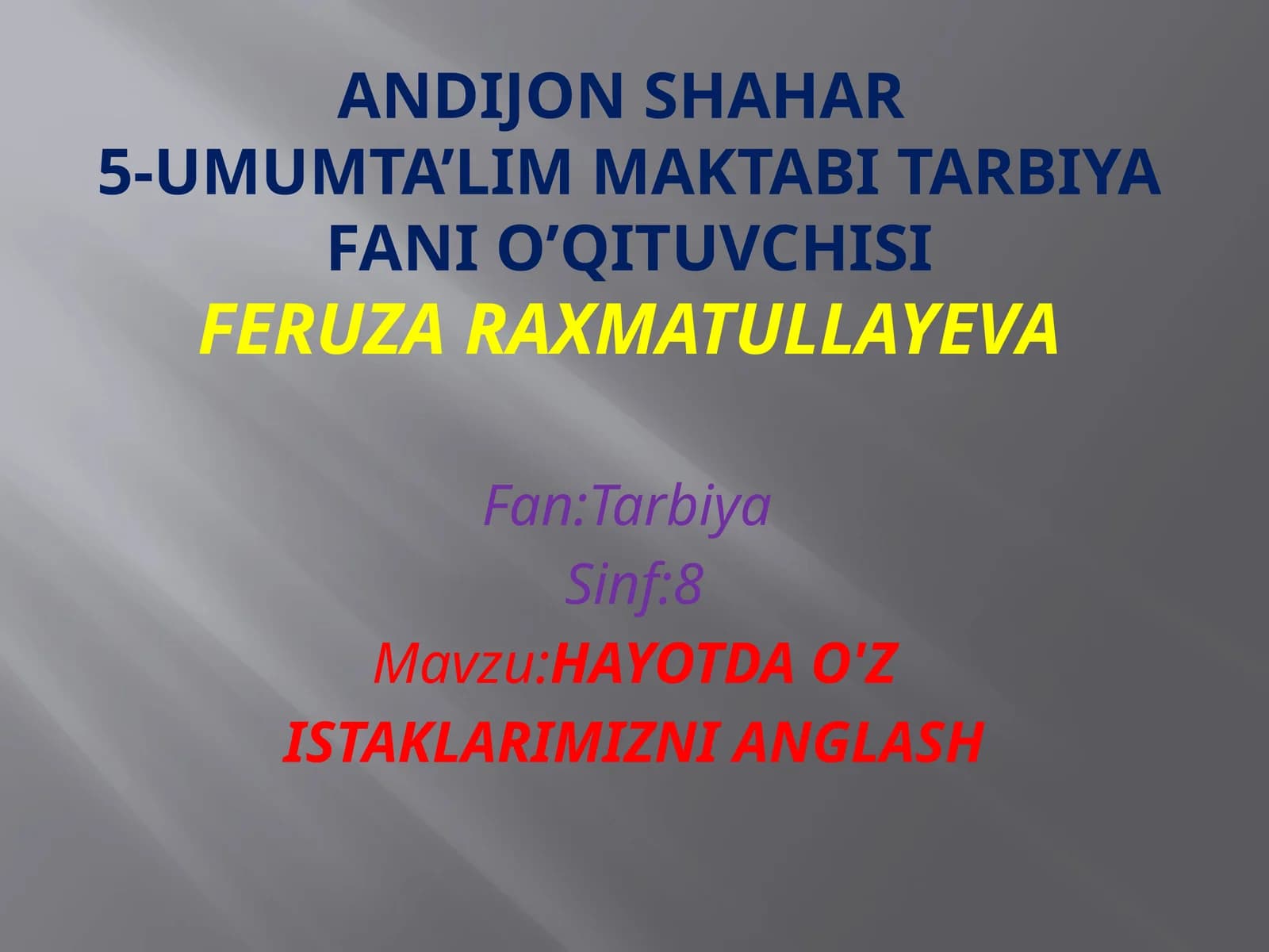 HAYOTDAO'Z ISTAKLARIMIZNI ANGLASH