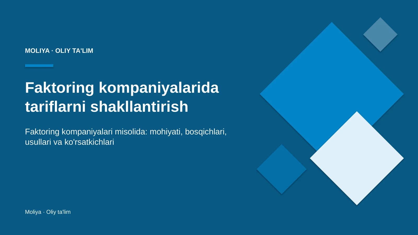 Faktoring kompaniyalarida tariflarni shakllantirish