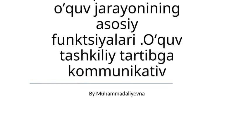 Oʻquv jarayonining boshqarilishi