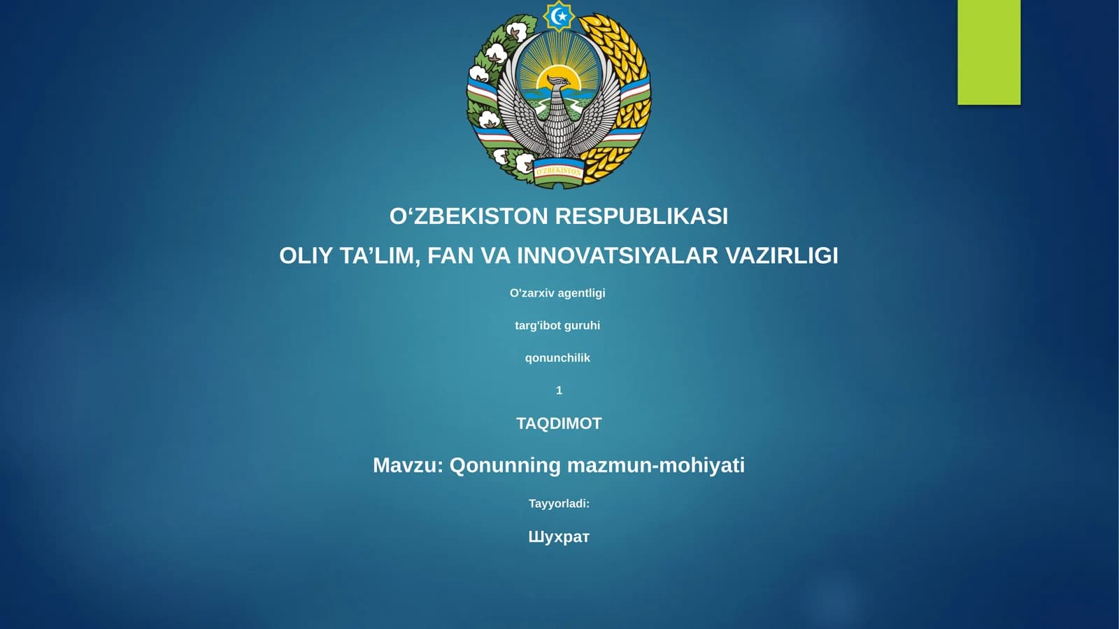 Qonunning mazmun-mohiyati