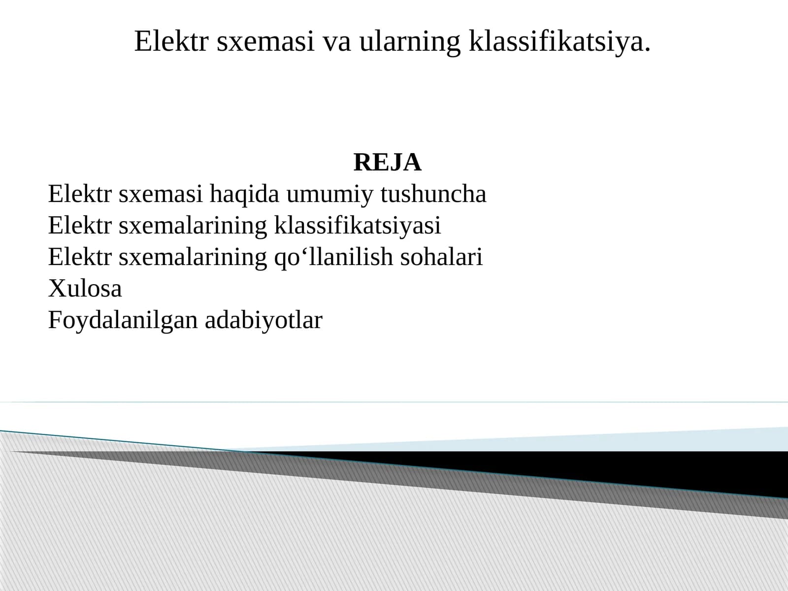 Elektr sxemasi va ularning klassifikatsiyasi