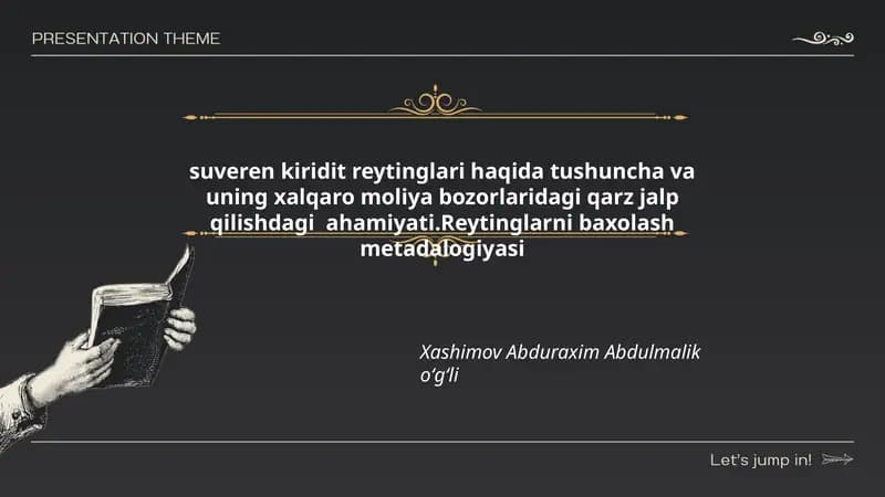 Reytinglar va xalqaro moliya bozorlari