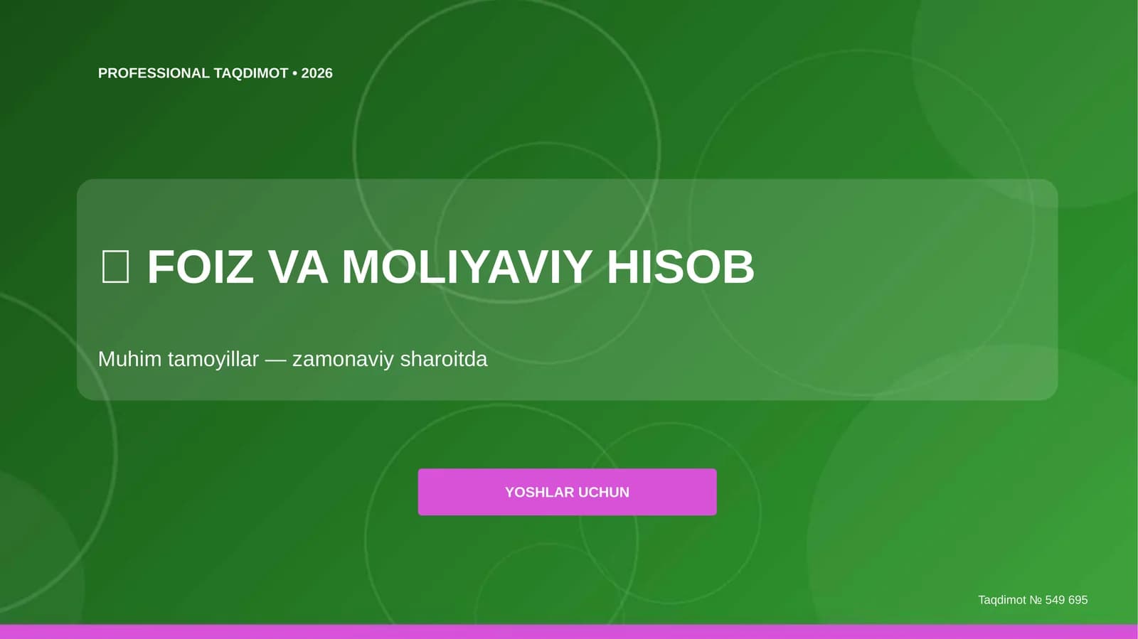 FOIZ VA MOLIYAVIY HISOB Muhim tamoyillar