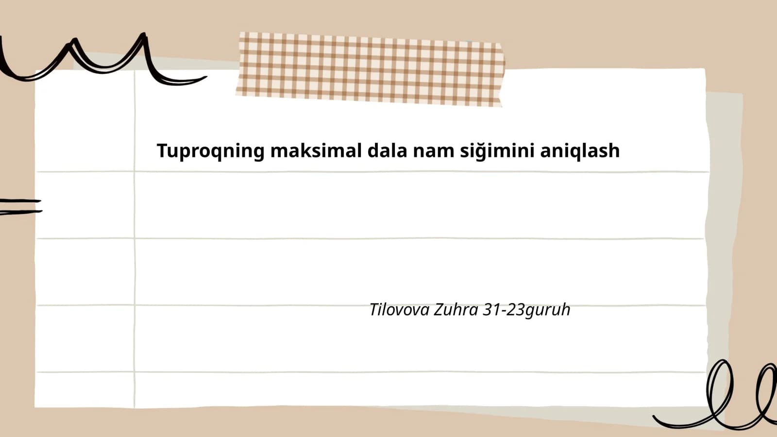 Tuproqning maksimal dala nam siğimini aniqlash