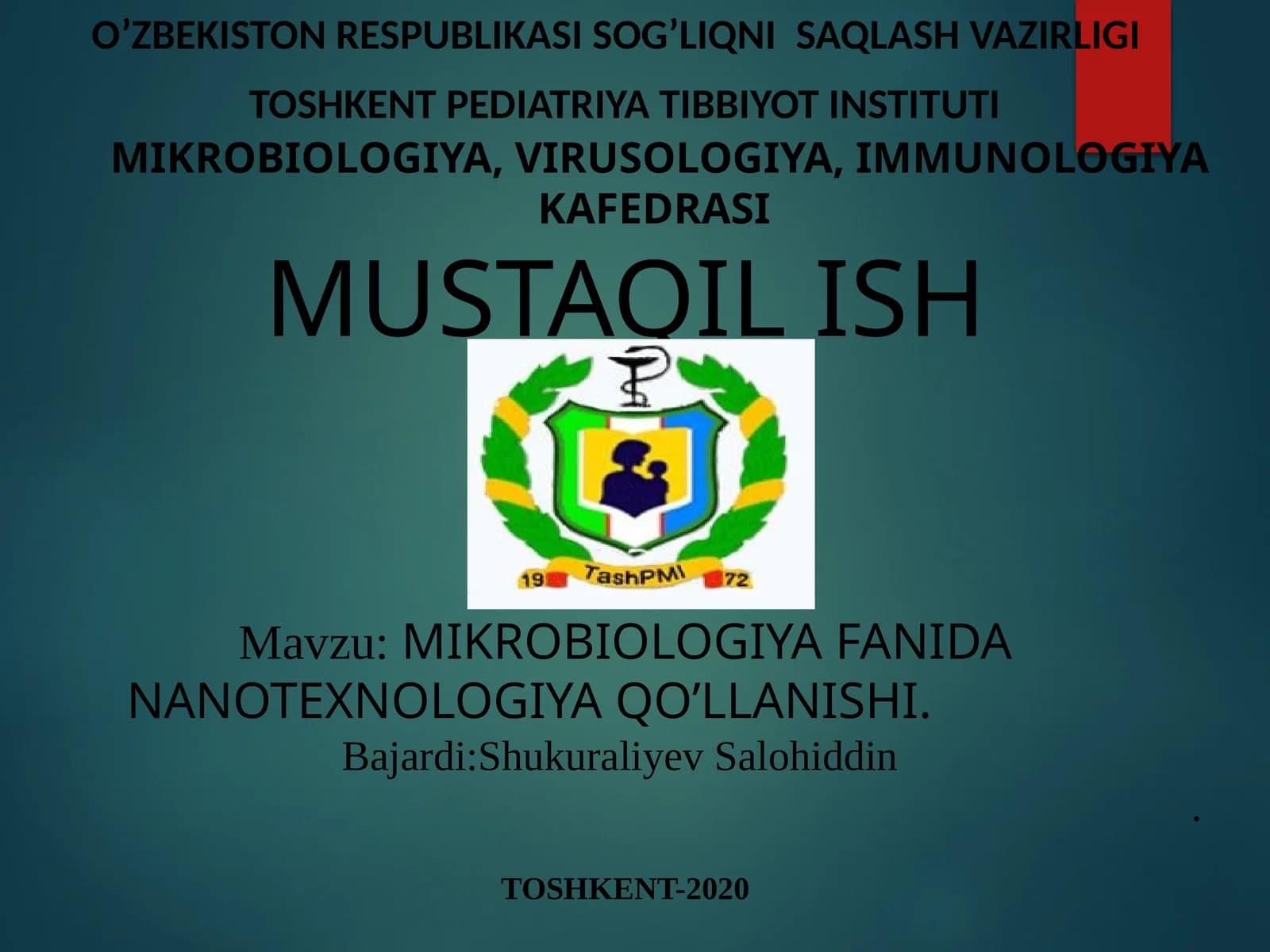 MIKROBIOLOGIYA FANIDA NANOTEXNOLOGIYA QO’LLANISHI