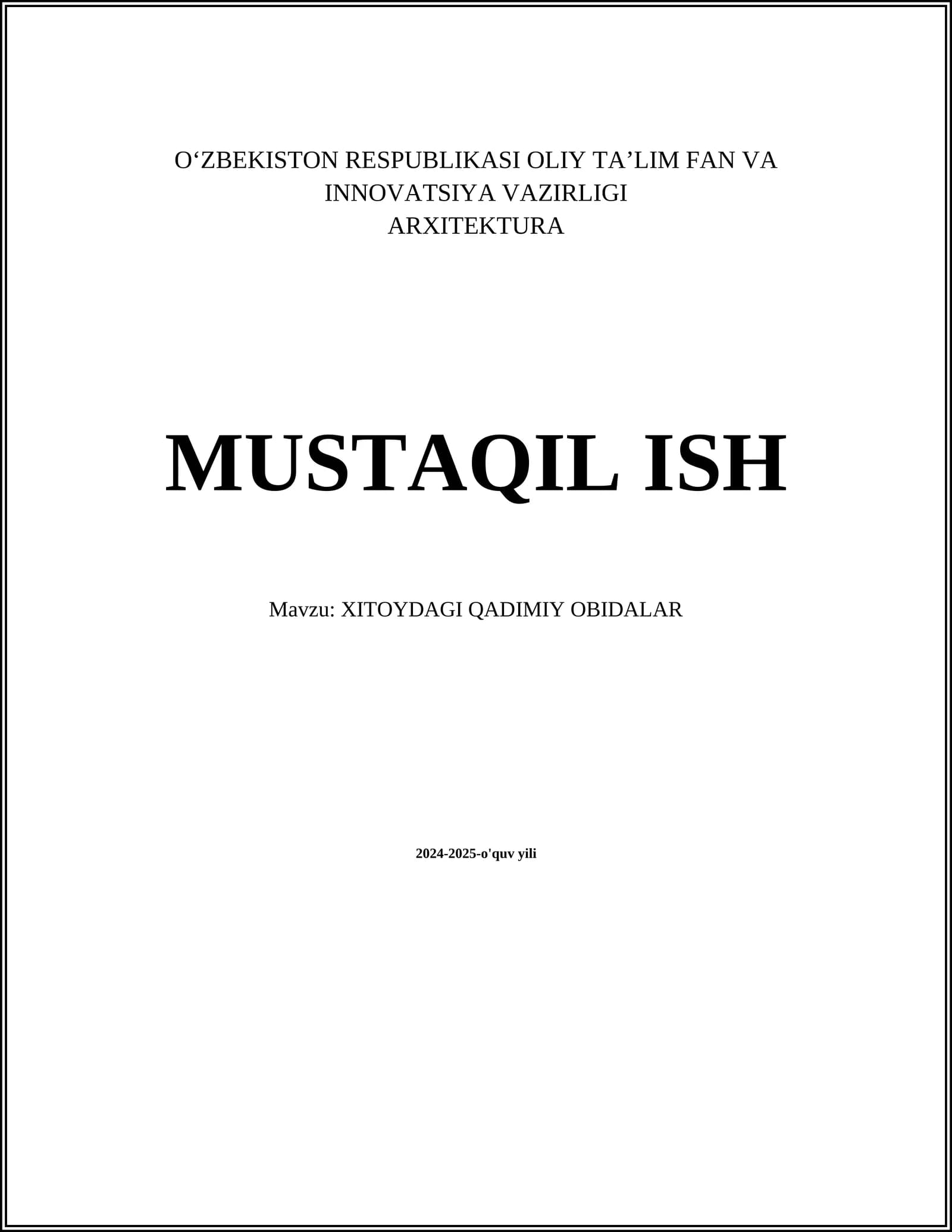 XITOYDAGI QADIMIY OBIDALAR