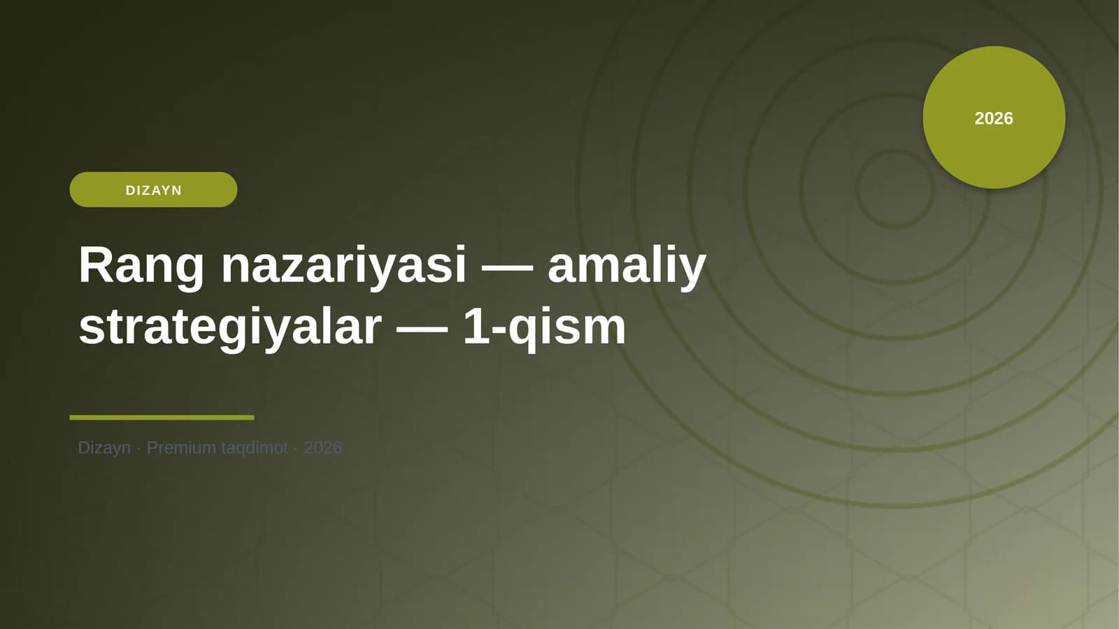 Rang nazariyasi — amaliy strategiyalar — 1-qism