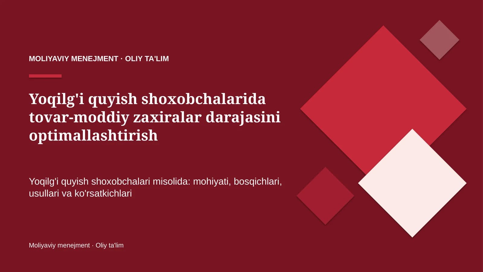 yoqilg'i quyish shoxobchalarida tovar moddiy zaxiralar darajasini optimallashtirish 4385