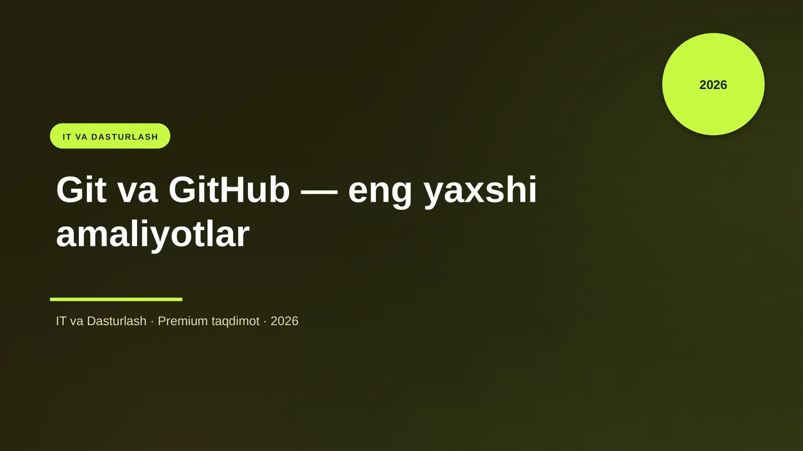 Git va GitHub — eng yaxshi amaliyotlar