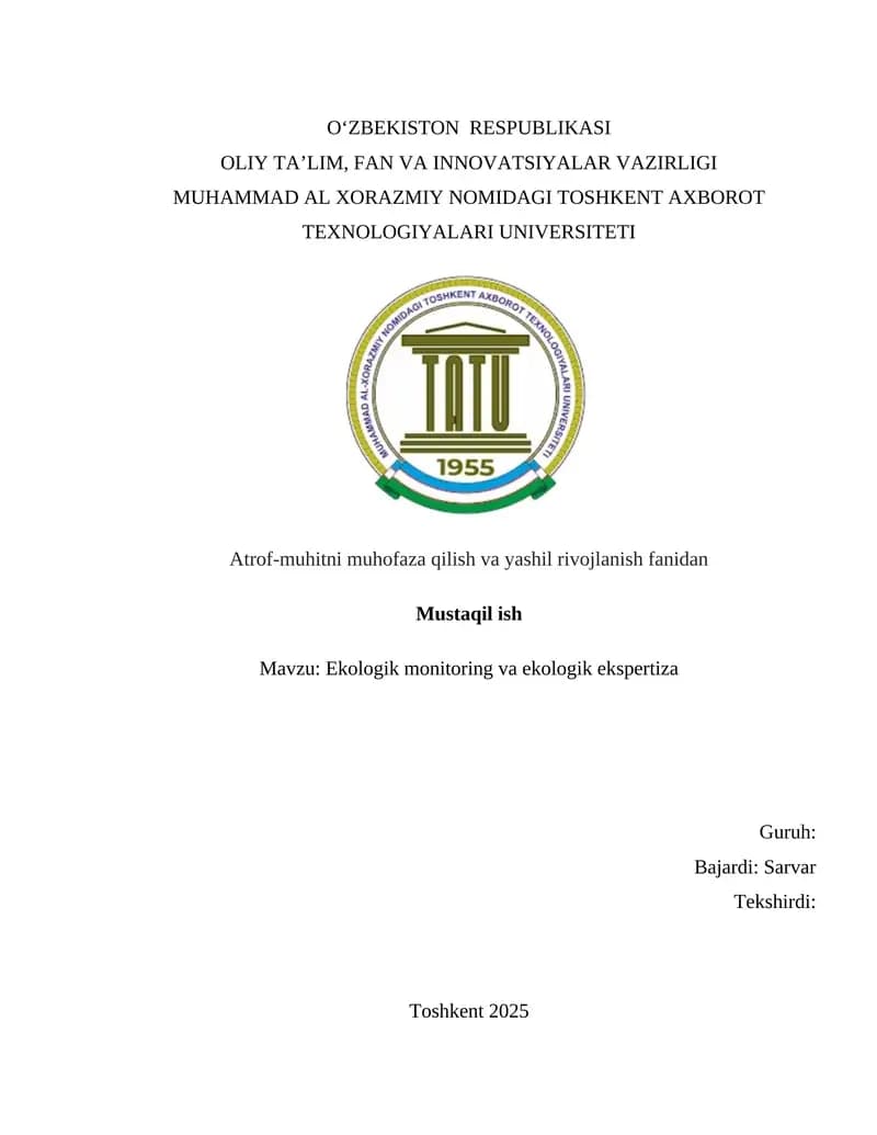 Ekologik monitoring va ekologik ekspertiza