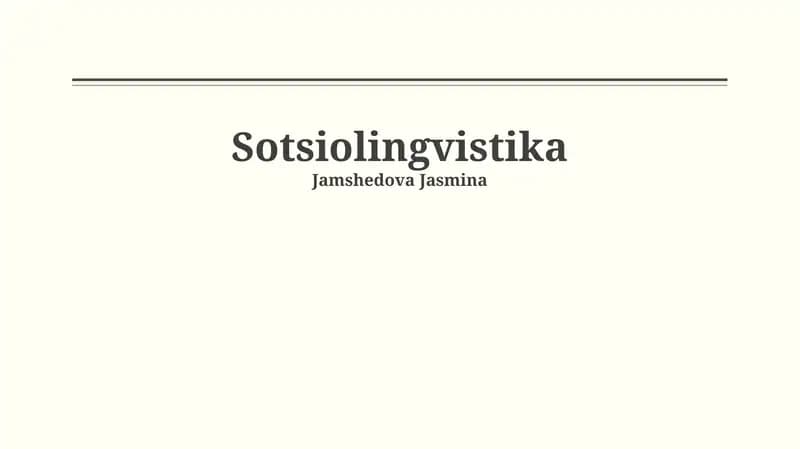 Til va Jamiyat: Sociolinguistikaning Asosiy Tushunchalari