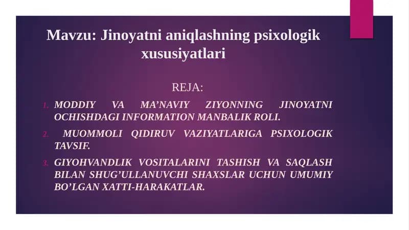 Jinoyatnianiqlash Psixologiyasi