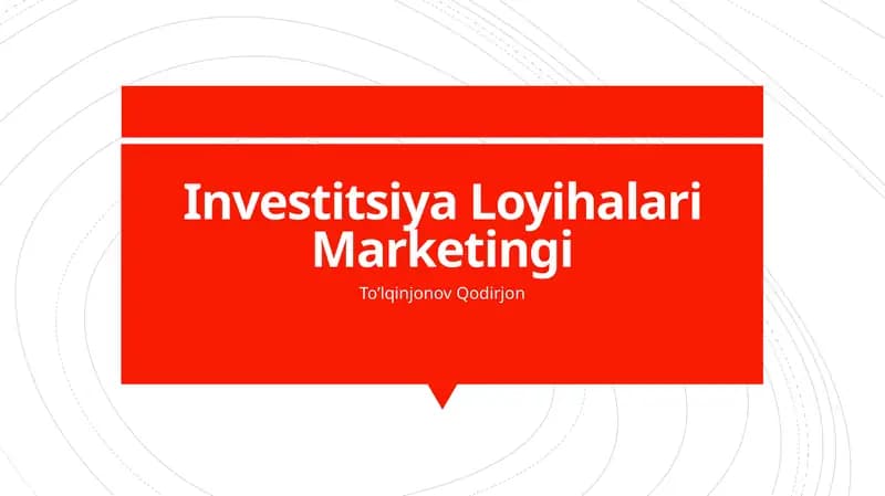 Investitsiya Loyihalari Marketingi