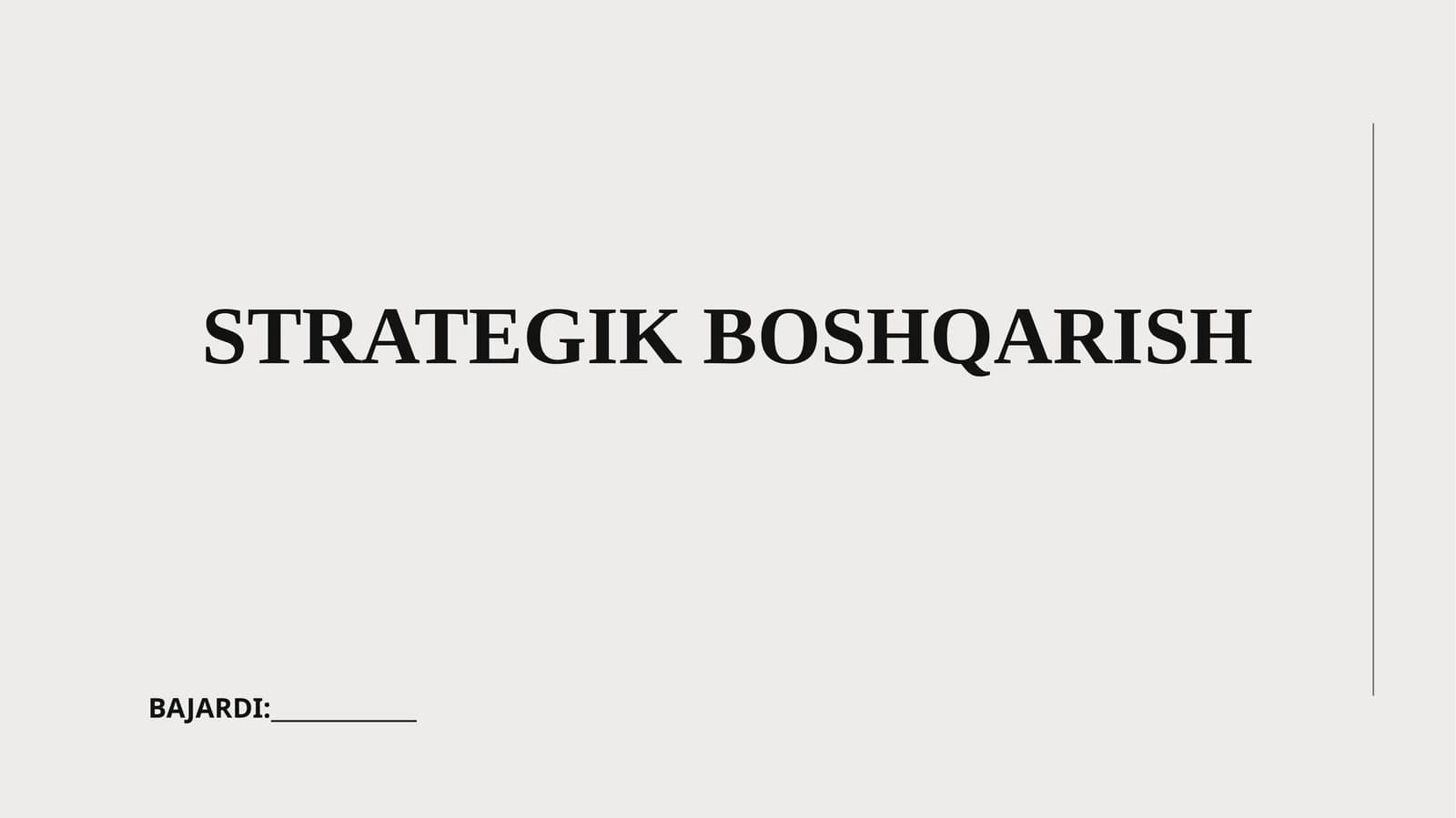 STRATEGIK BOSHQARISH