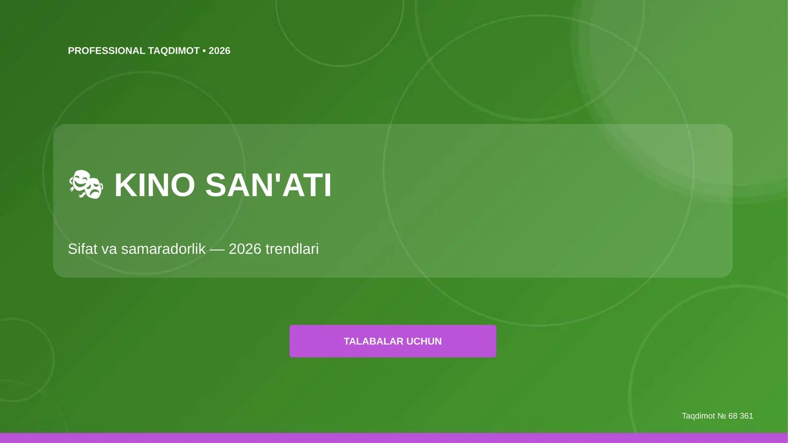 Kino san'ati: sifat va samaradorlik (2026 trendlari) [talabalar uchun]