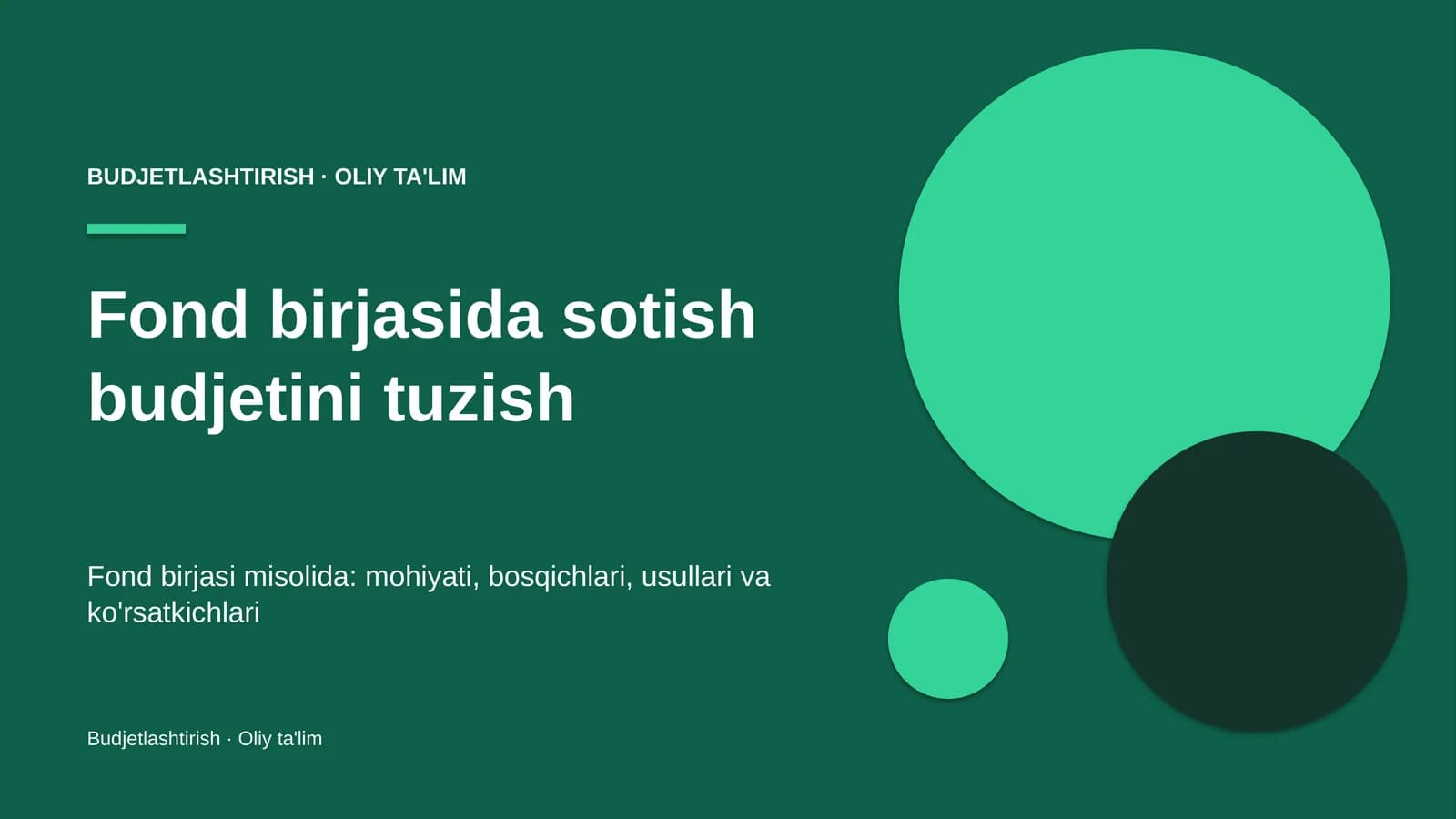 Fond birjasida sotish budjetini tuzish