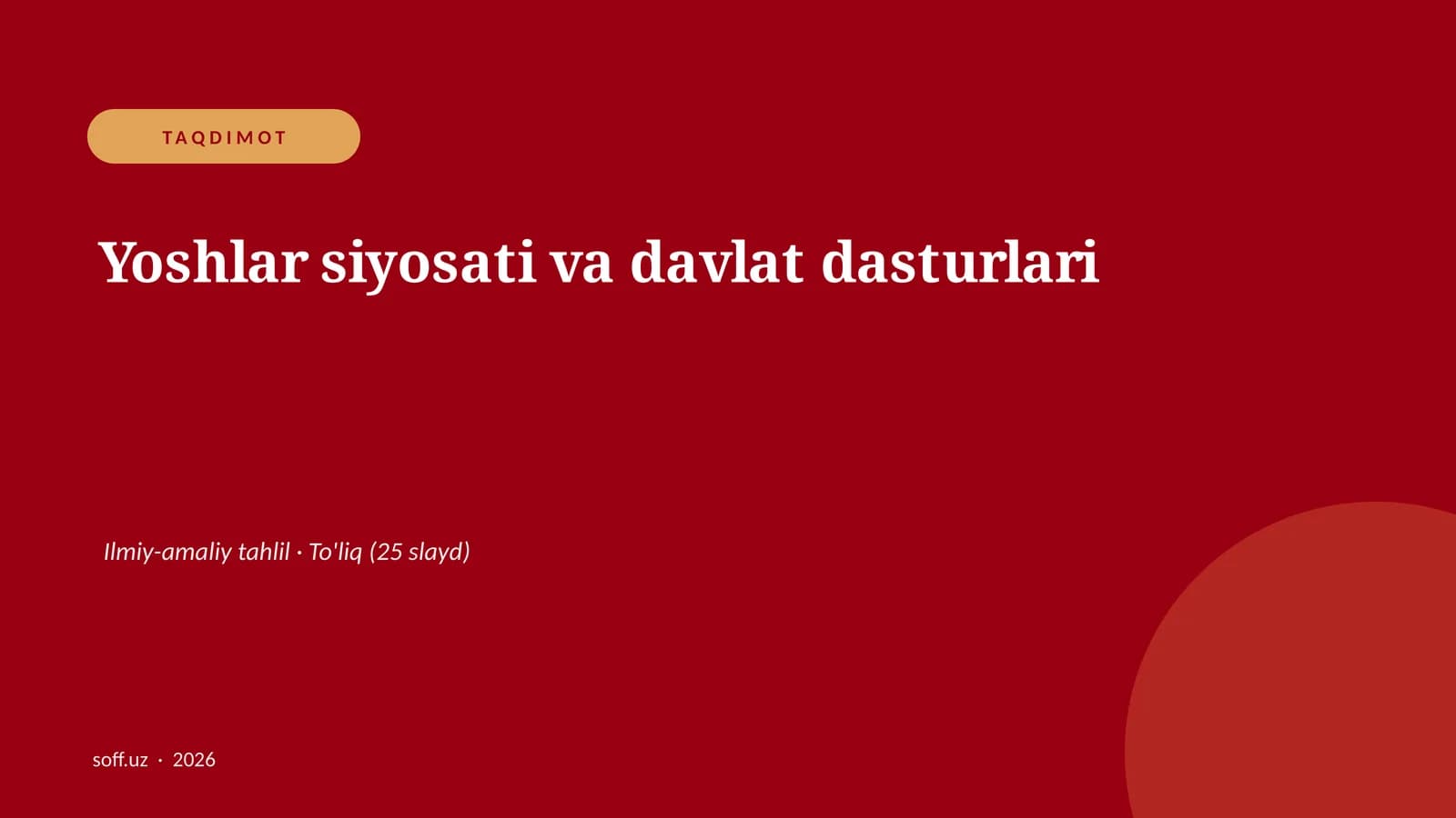 Yoshlar siyosati va davlat dasturlari