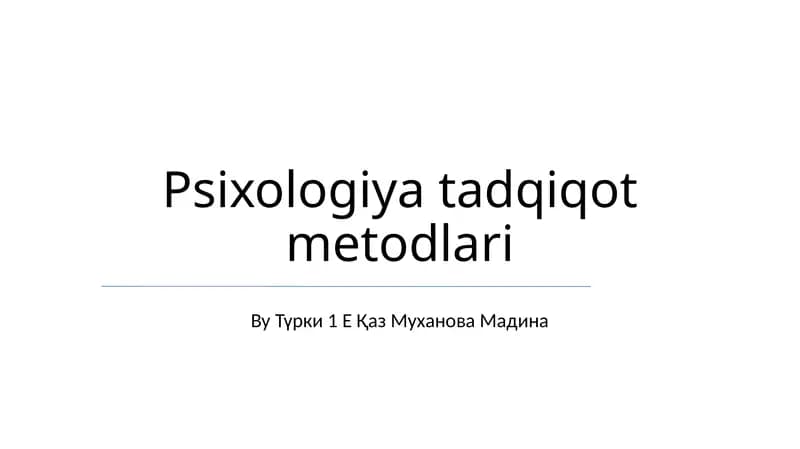 Psixologiya tadqiqot metodlari