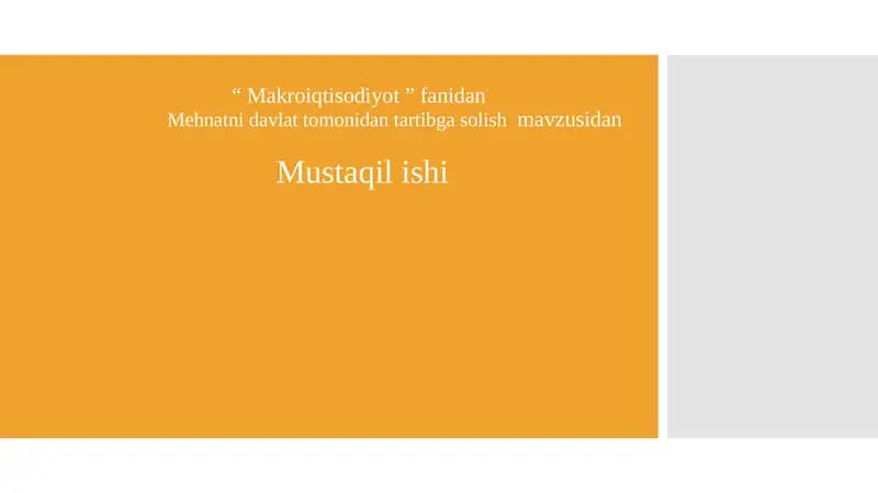 Mehnatni davlat tomonidan tartibga solish