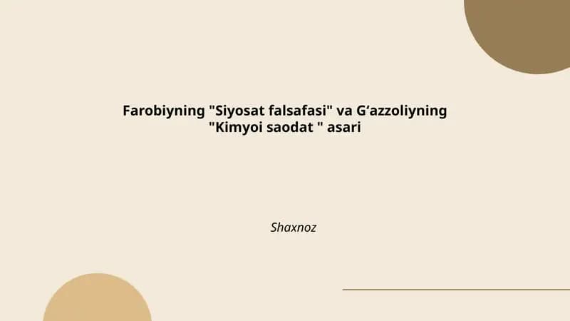 "Siyosat falsafasi" va "Kimyoi saodat " asari