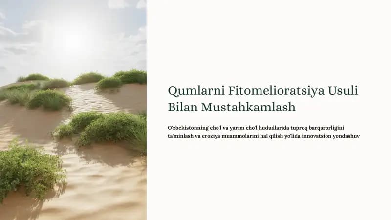 Qumlarni Fitomelioratsiya Usuli Bilan Mustahkamlash