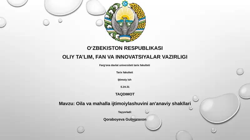 Oila va mahalla ijtimoiylashuvini an'anaviy shakllari