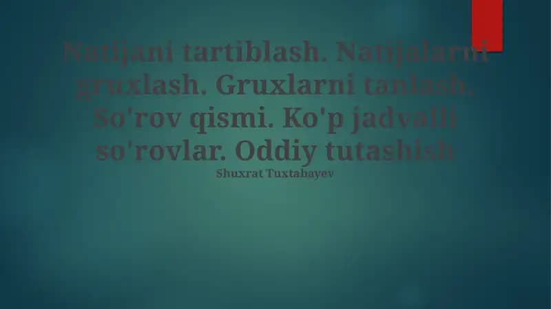 Natijani Tartiblash