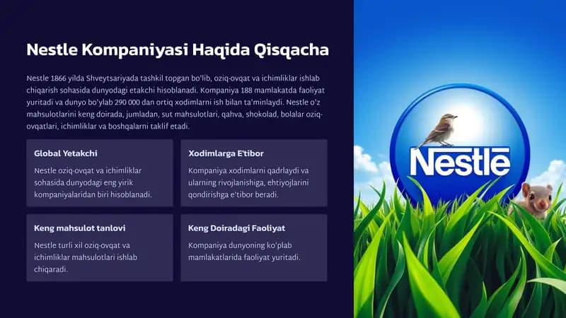 nestle (savdoni tashkillashtrsh texnalogiyasi fanidan )
