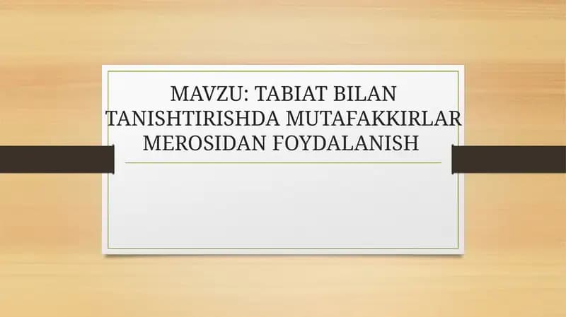 Tabiatshunoslik fanining rivojlanishi