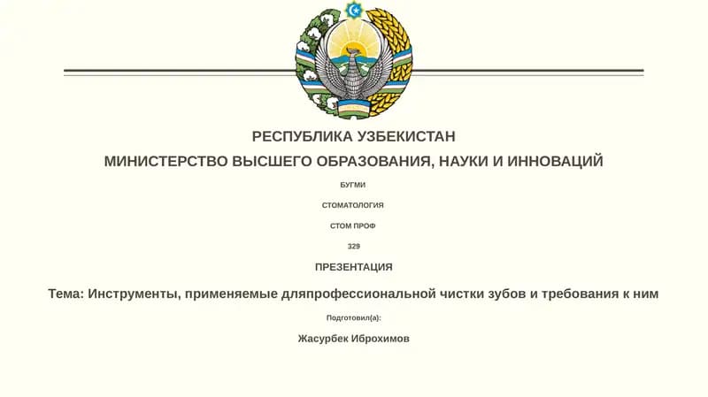 Презентация "Инструменты для профессиональной чистки зубов"