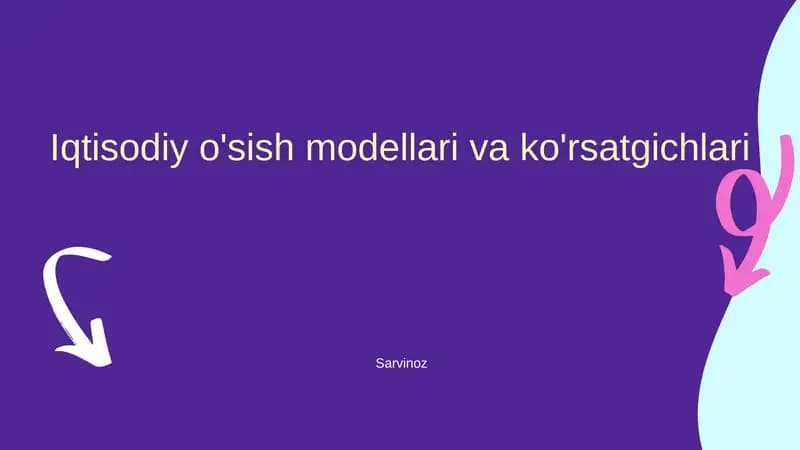 Iqtisodiy o'sish modellari va ko'rsatgichlari