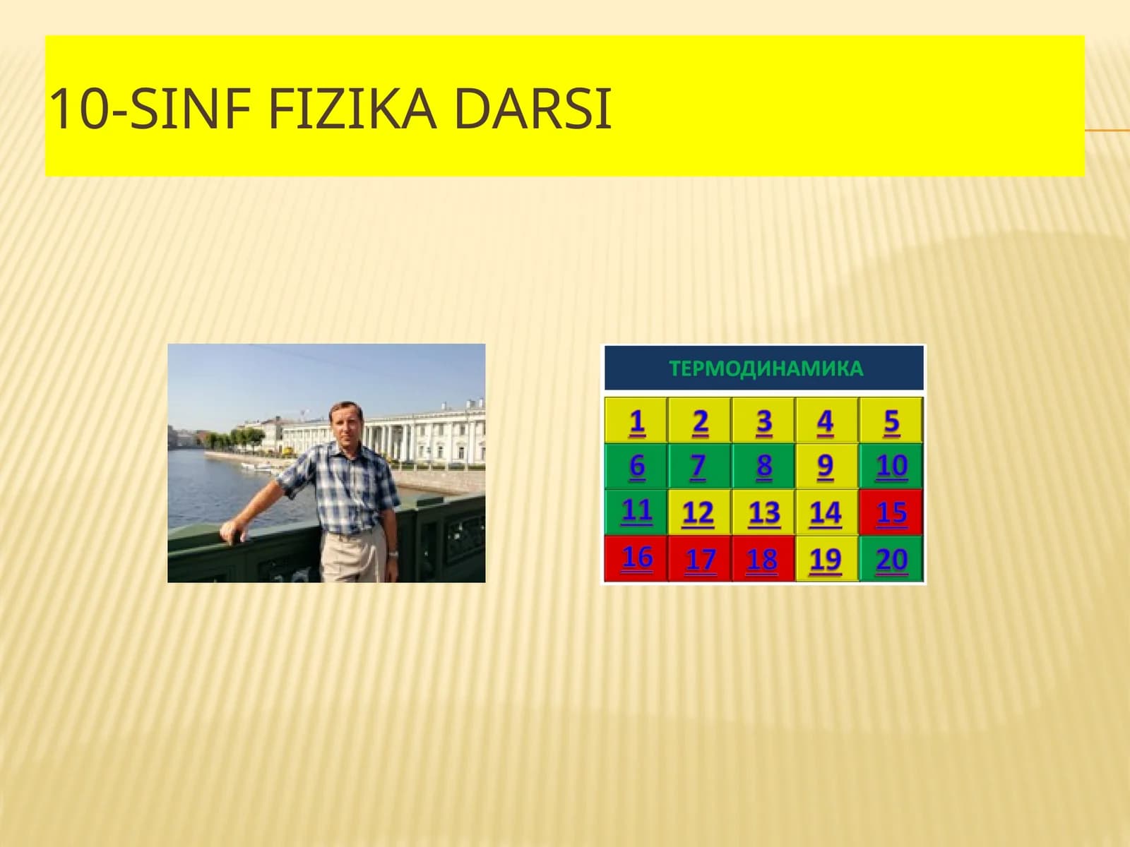 Fizika - Termodinamika bo'yicha bilim tekshiruvi (10-sinf)