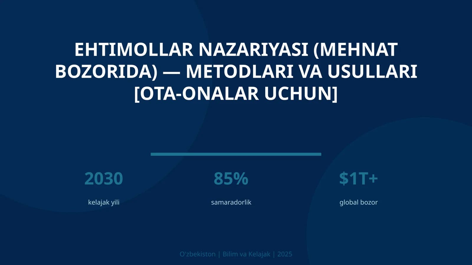 Ehtimollar nazariyasi (mehnat bozorida) — metodlari va usullari [ota-onalar uchun]