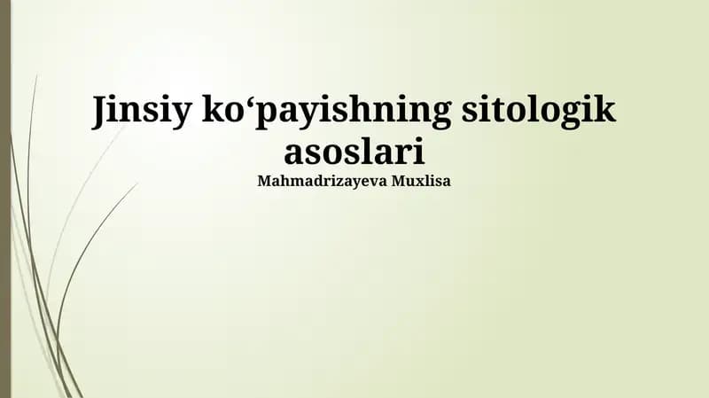 Jinsiy koʻpayishning sitologik asoslari