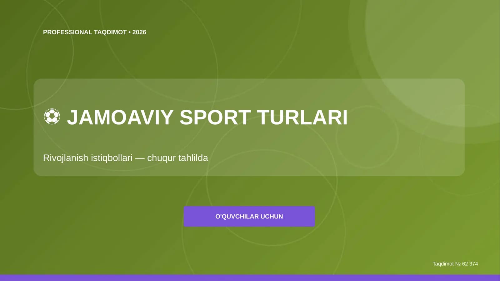 Jamoaviy sport turlari: rivojlanish istiqbollari (chuqur tahlilda)