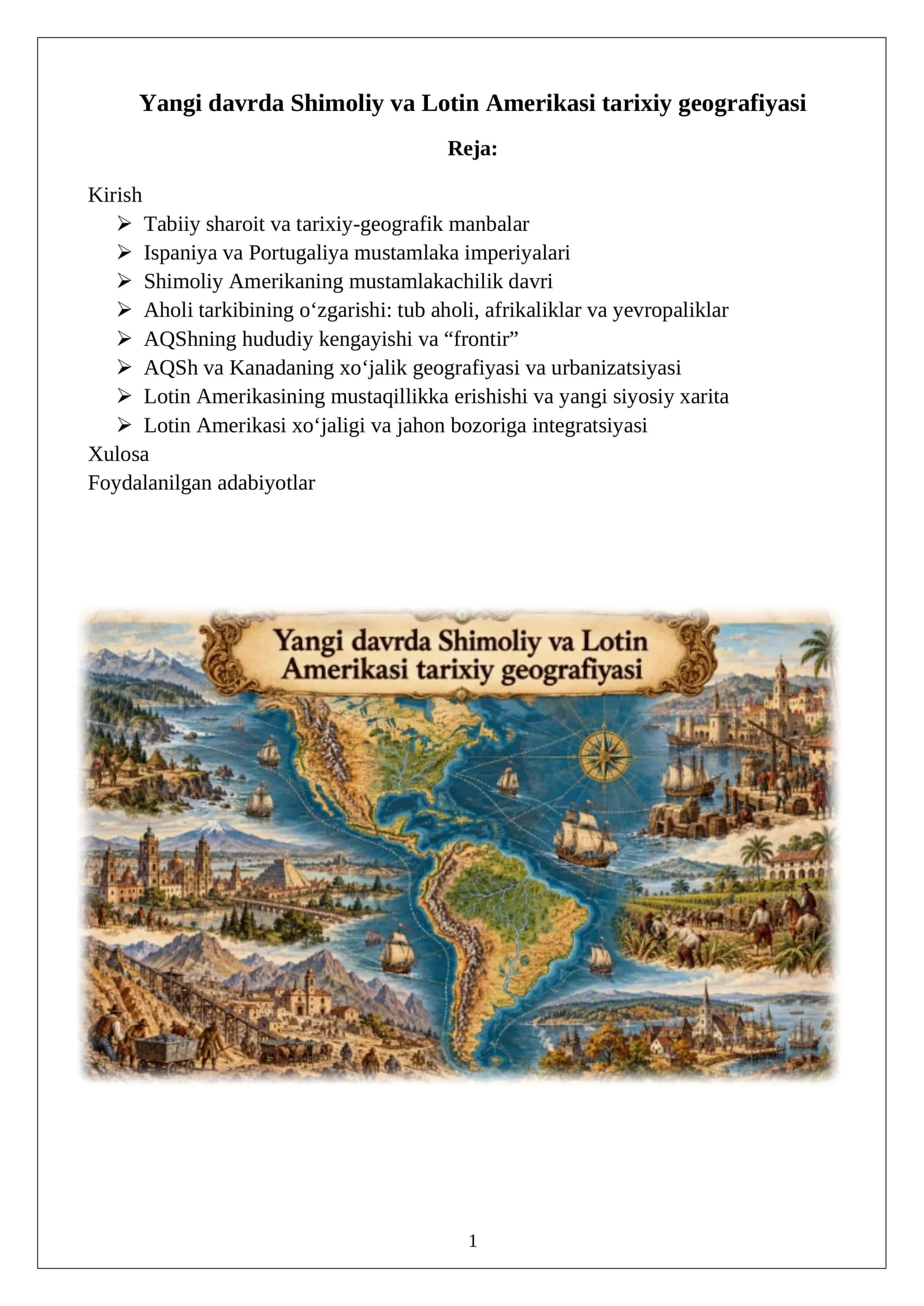 Yangi davrda Shimoliy va Lotin Amerikasi tarixiy geografiyasi