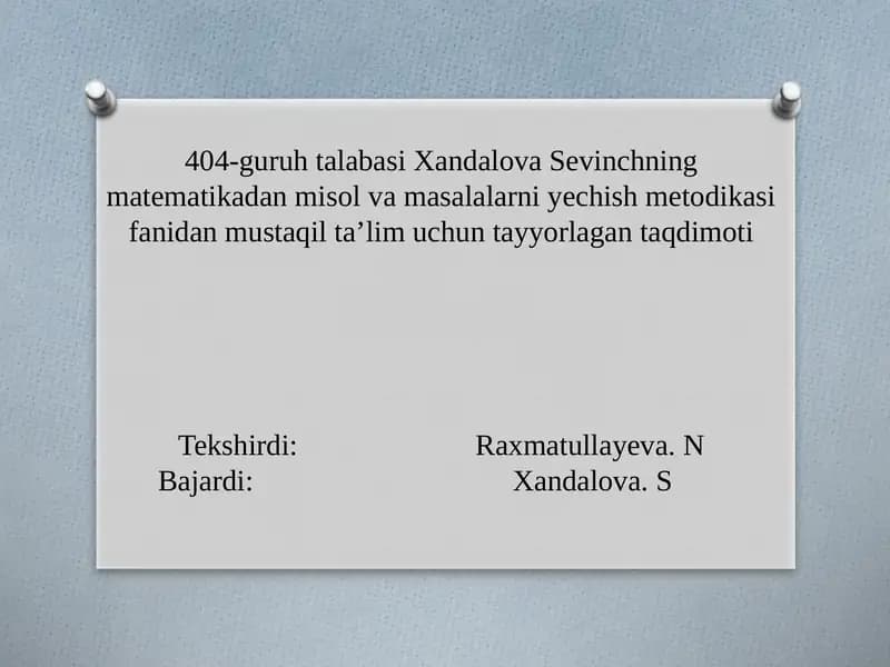 Matematikadan misollar
