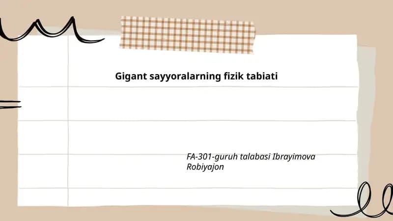 Gigant sayyoralarning fizik tabiati