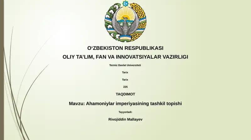 Ahamoniylar imperiyasining tashkil topishi